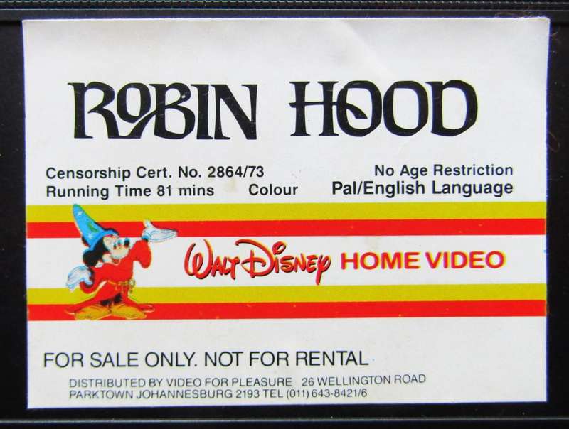 Robin Hood - Walt Disney VHS Tape
