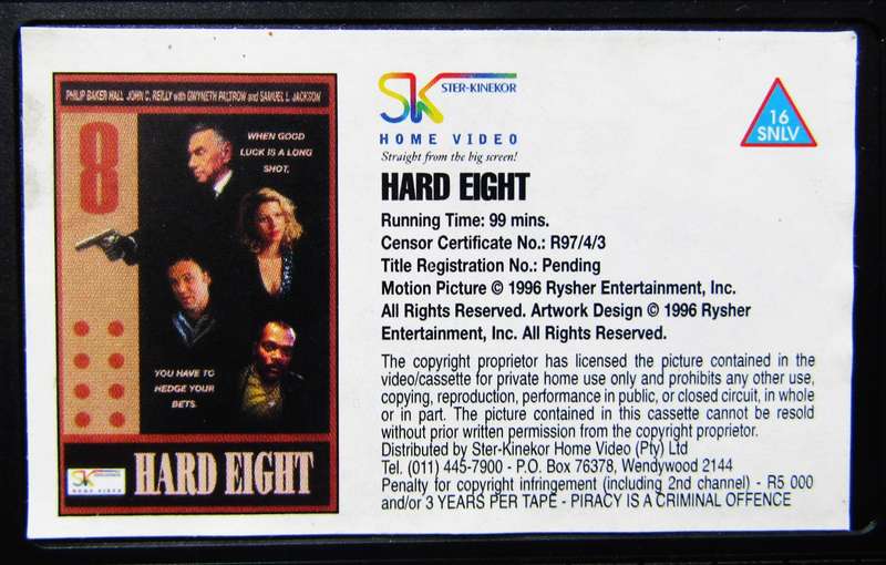 Hard Eight - Gambling Movie VHS Tape (1996)