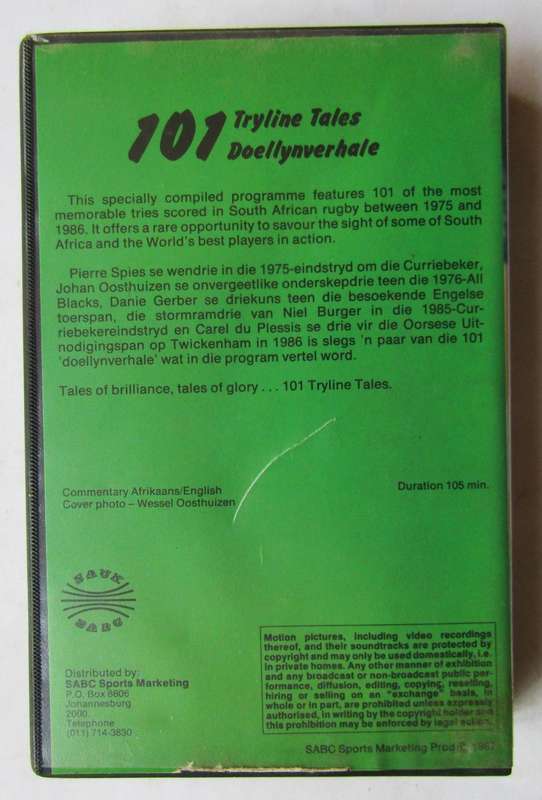 101 Tryline Tales - Rugby VHS Video Tape (1988)