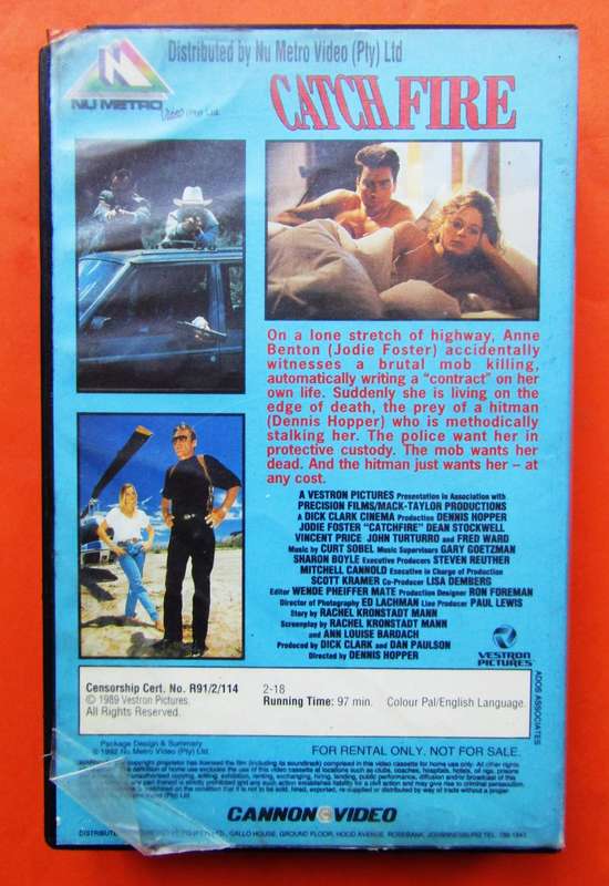 Catchfire - Jodie Foster - Crime Movie VHS Tape (1992)