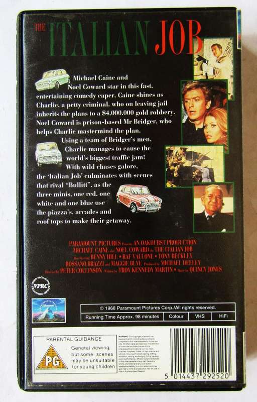 The Italian Job - Michael Caine - Movie VHS Tape