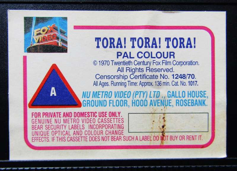 Tora! Tora! Tora! - War Movie VHS Tape (1995)