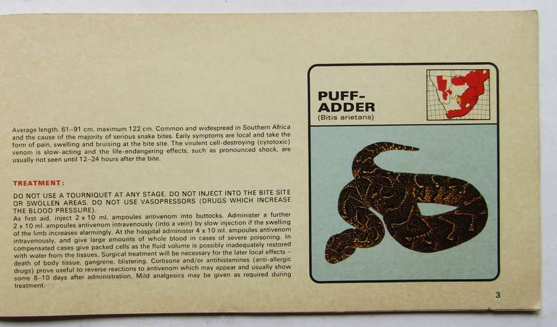 Old SA Dangerous Snakes & Treatment of Bites Information Booklet