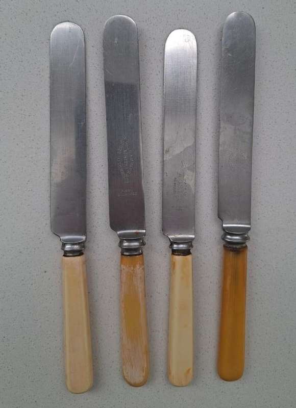 4 Vintage Bone Handle Knives - 20cm