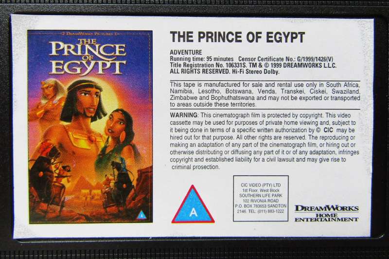 The Prince of Egypt - Movie VHS Tape (1999)