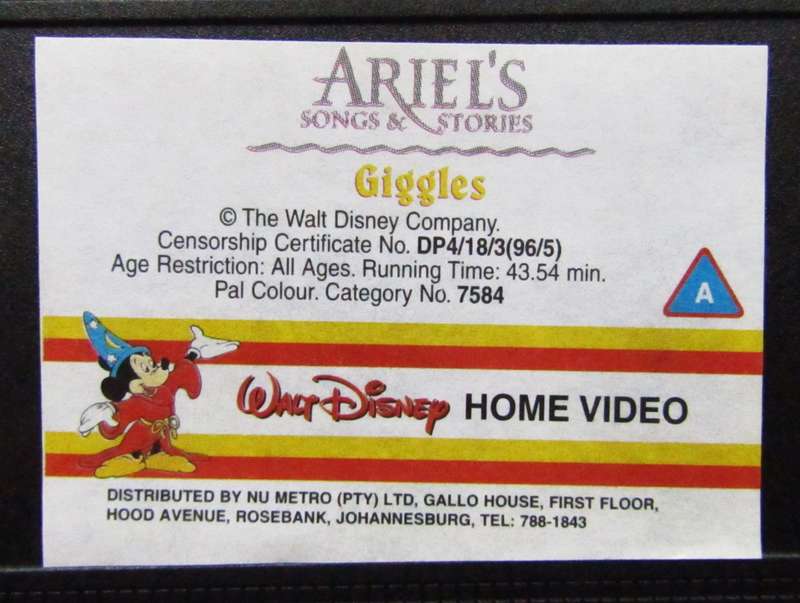 Ariel's Songs & Stories - Giggles - Walt Disney VHS Tape (1996)