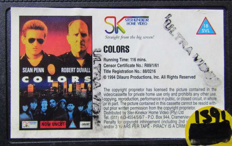 Colors - Sean Penn - Movie VHS Tape (1994)