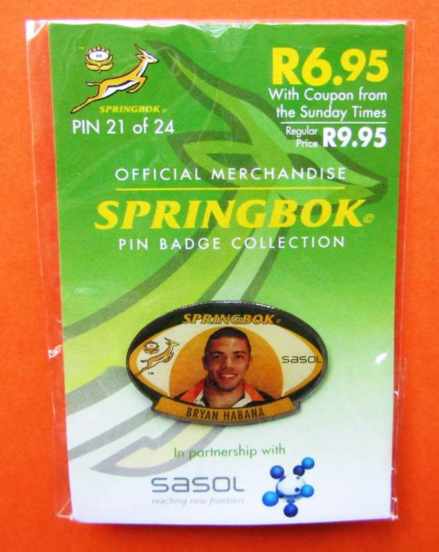 Bryan Habana Springbok Rugby Pin Badge