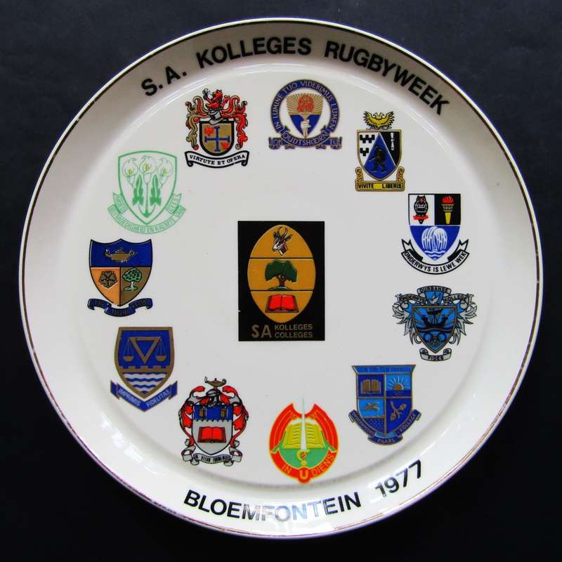 1977 Bloemfontein SA Kolleges Rugby Week Display Plate