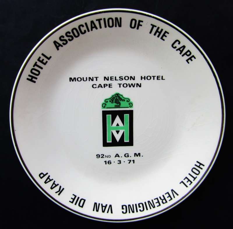 1971 Hotel Association of the Cape Display Plate