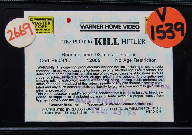 The Plot to Kill Hitler - Movie VHS Tape (1990)