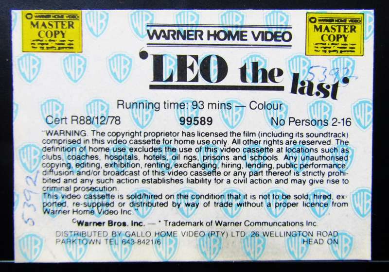 Leo the Last - Movie VHS Tape (1989)