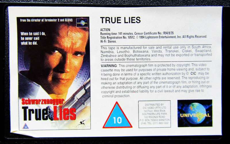 True Lies - Schwarzenegger - Movie VHS Tape (1994)