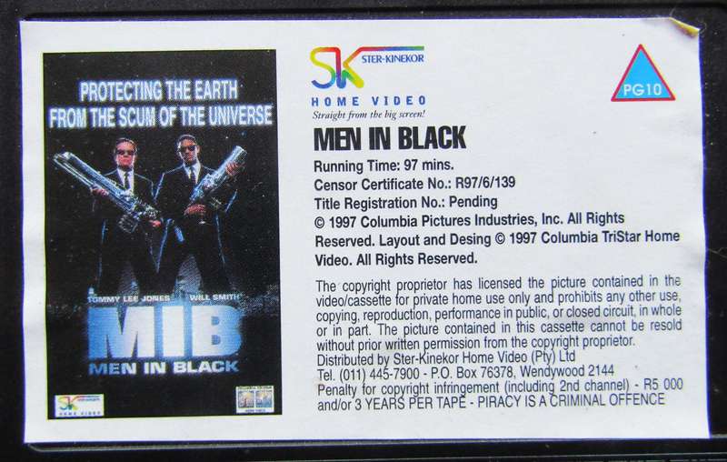 Men in Black - Will Smith - Movie VHS Tape (1997)