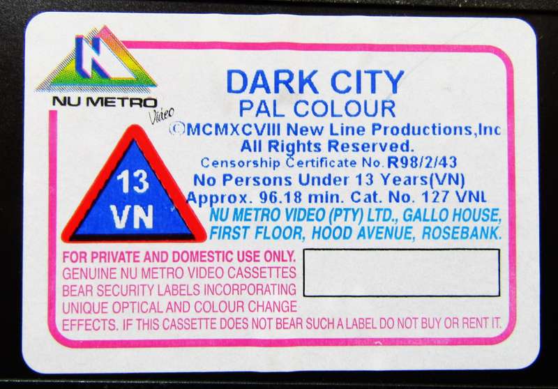 Dark City - Cyberpunk Movie VHS Tape (1998)