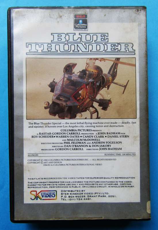 Blue Thunder - Helicopter Action Movie VHS Tape (1985)