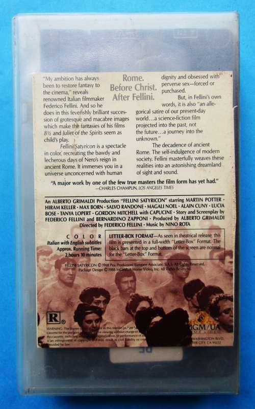Fellini Satyricon - Dark Comedy Movie VHS Tape (1988)