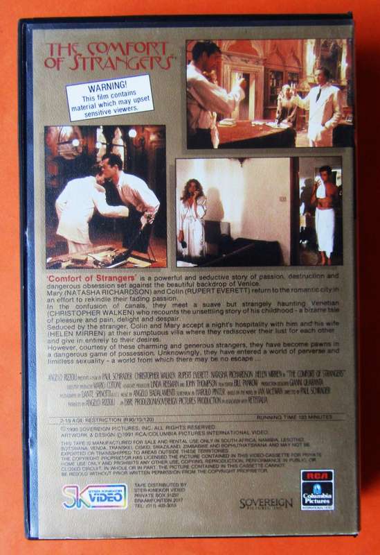 The Comfort of Strangers - Christopher Walken - Movie VHS Tape (1991)