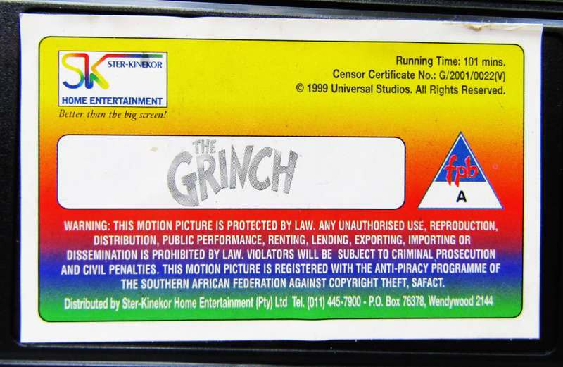 The Grinch - Jim Carrey - Movie VHS Tape (2001)