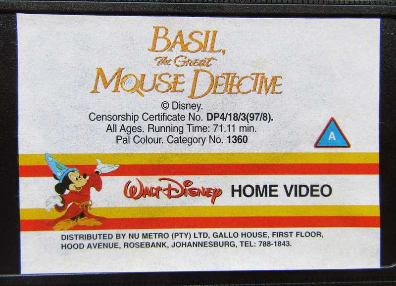 Basil, the Great Mouse Detective - Disney VHS Tape (1997)