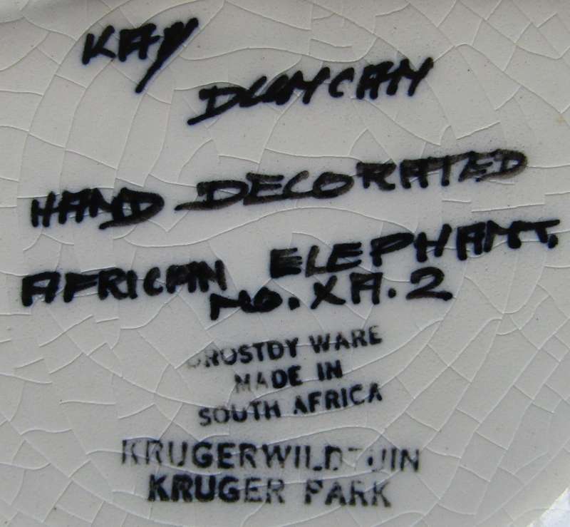 Large Old Kruger Park Wildtuin Elephant Plate