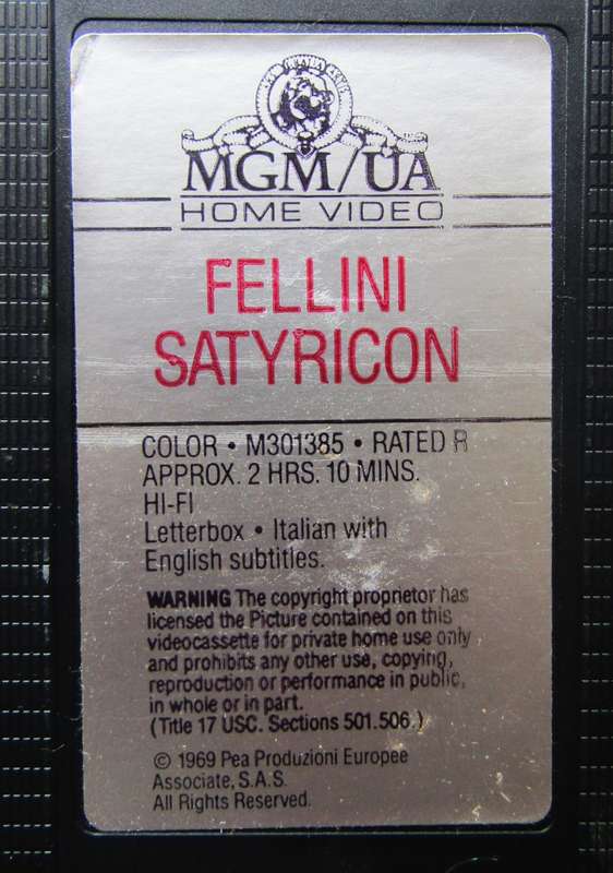 Fellini Satyricon - Dark Comedy Movie VHS Tape (1988)