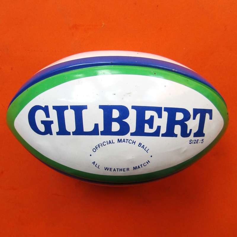 Small Gilbert Rugby Ball Shaped Metal Money Box