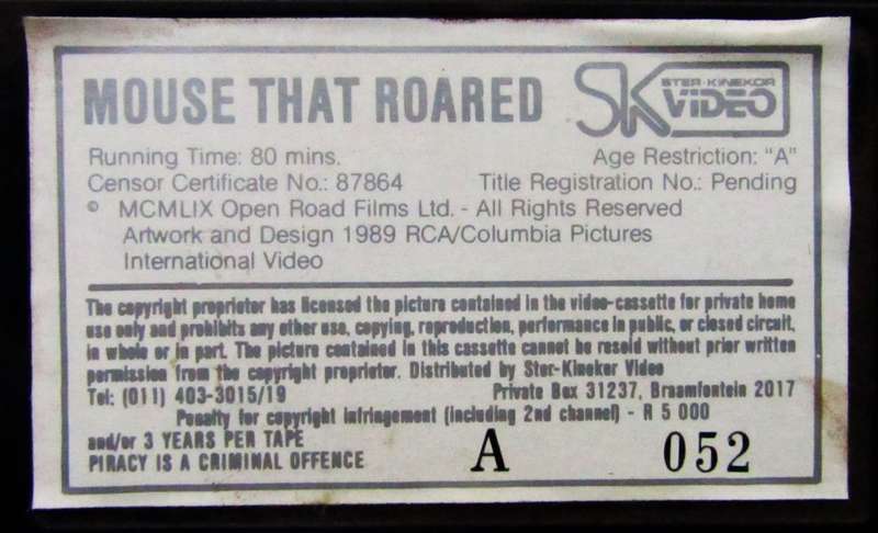 The Mouse That Roared - Movie VHS Tape (1989)