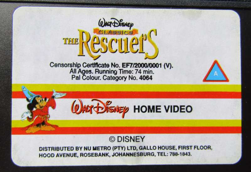 The Rescuers - Walt Disney VHS Tape (2000)