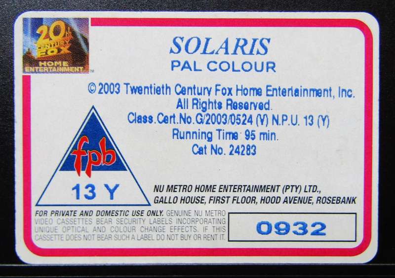 Solaris - George Clooney - Movie VHS Tape (2003)