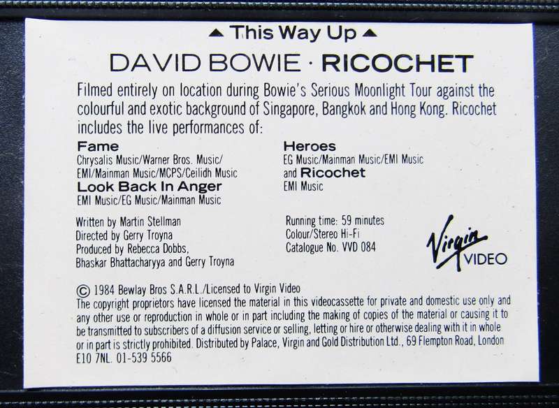 David Bowie - Ricochet - VHS Video Tape (1985)