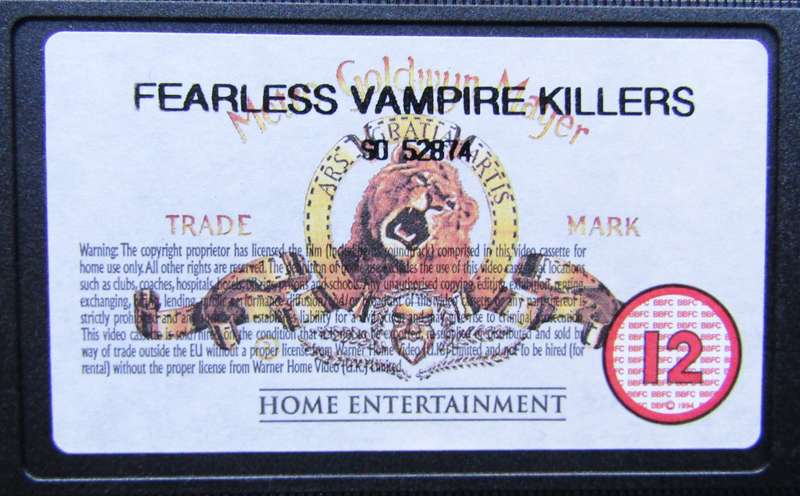 The Fearless Vampire Killers - Horror Movie VHS Tape (1995)