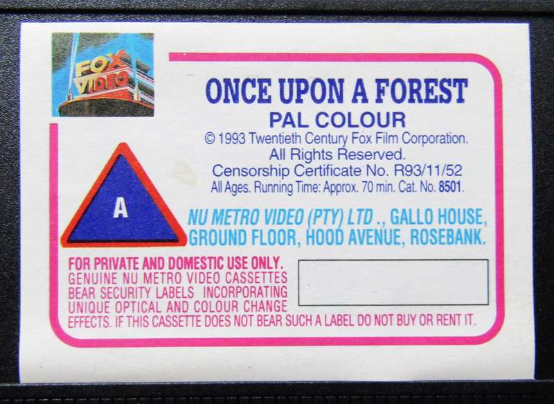 Once Upon a Forest - Movie VHS Tape (1993)