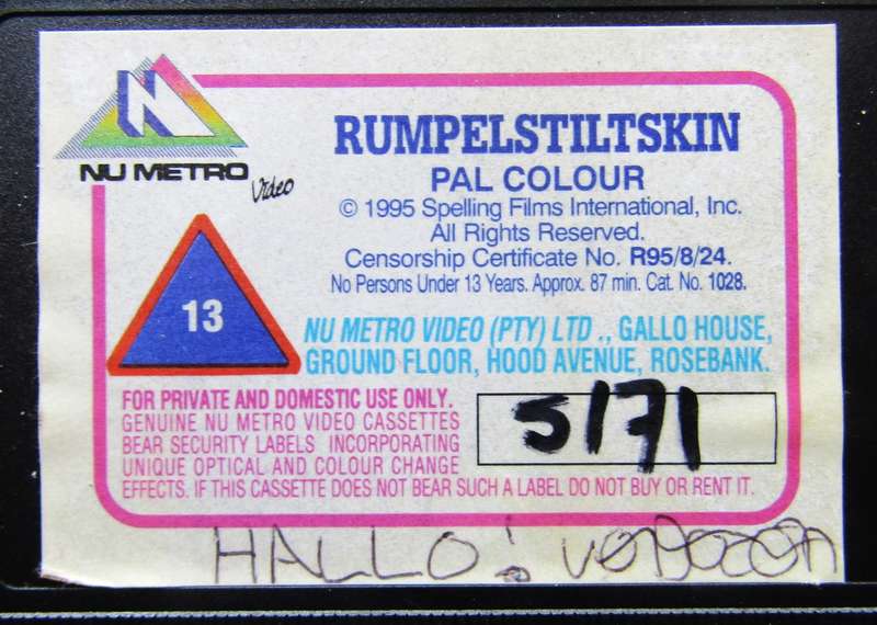 Rumpelstiltskin - Horror Movie VHS Tape (1995)