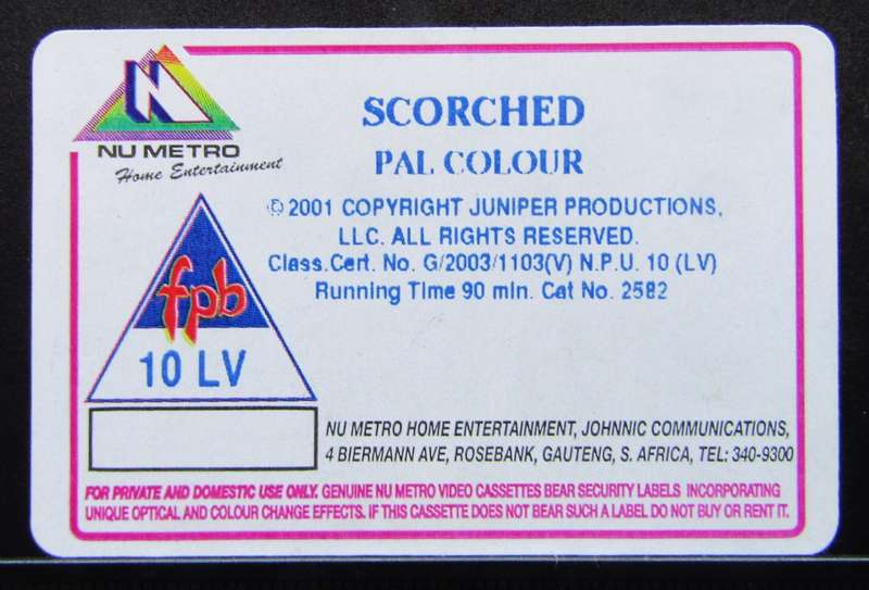 Scorched - Alicia Silverstone - Movie VHS Tape (2003)