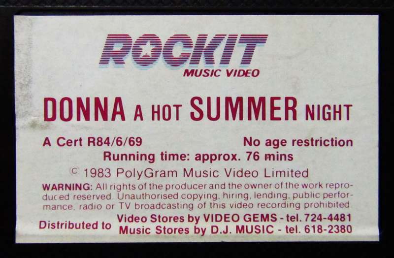 Donna Summer - A Hot Summer Night - VHS Video Tape (1983)