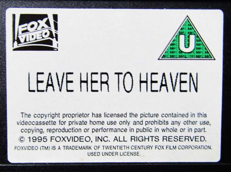 Leave Her to Heaven - Movie VHS Tape (1995)