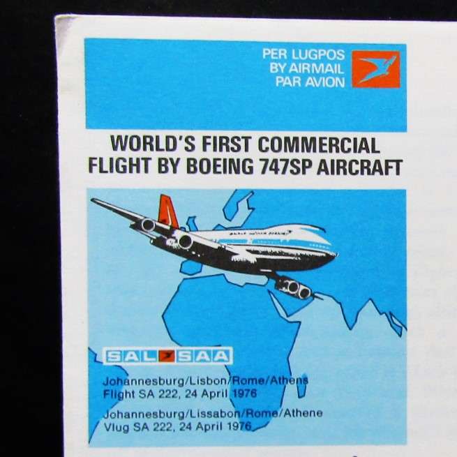 1976 SAA Airways Flying Springbok FDC Cover
