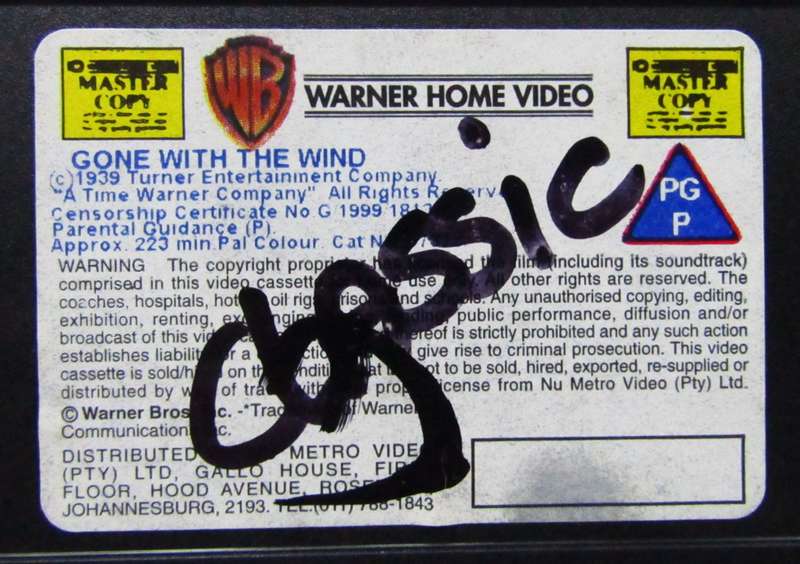 Gone with the Wind - Classic Movie VHS Tape (1999)