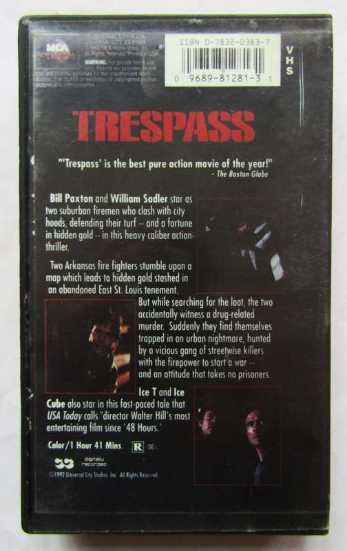 Trespass - Bill Paxton - Movie VHS Tape (1992)