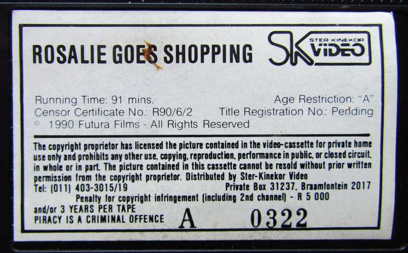 Rosalie Goes Shopping - Movie VHS Tape (1990)