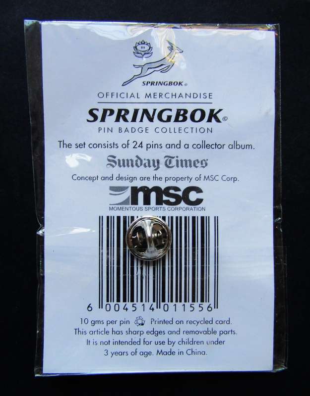 Bakkies Botha Springbok Rugby Pin Badge