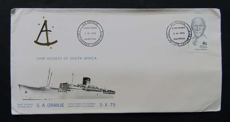 1975 SA Oranje Ship Last Voyage FDC Cover