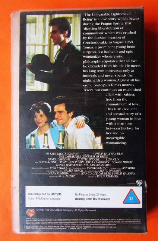 The Unbearable Lightness of Being - Movie VHS Tape (1987)