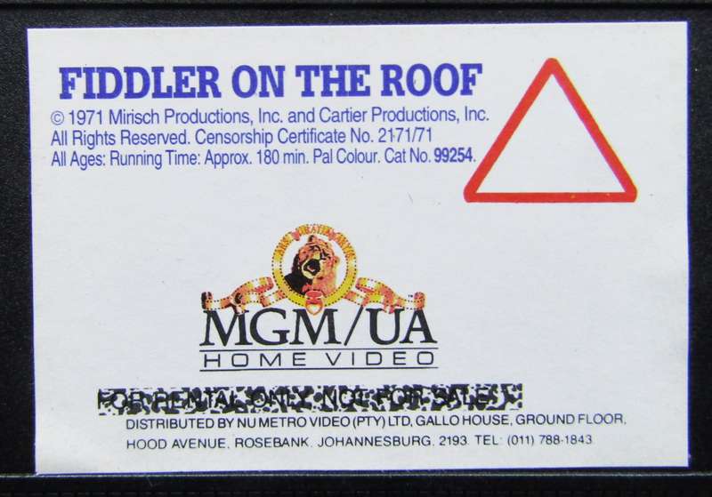 Fiddler on the Roof - Movie VHS Tape