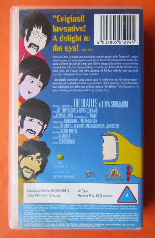 Yellow Submarine - The Beatles - Movie VHS Tape (1999)