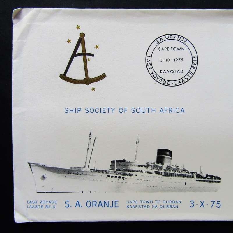 1975 SA Oranje Ship Last Voyage FDC Cover
