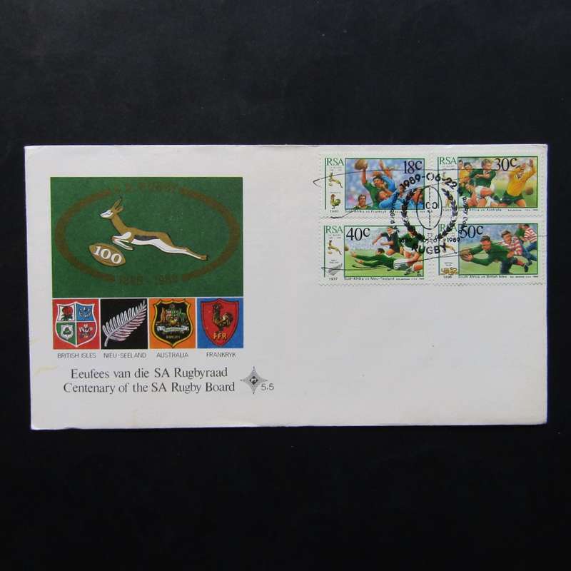 1989 SA Springbok Rugby 100 Year FDC Cover