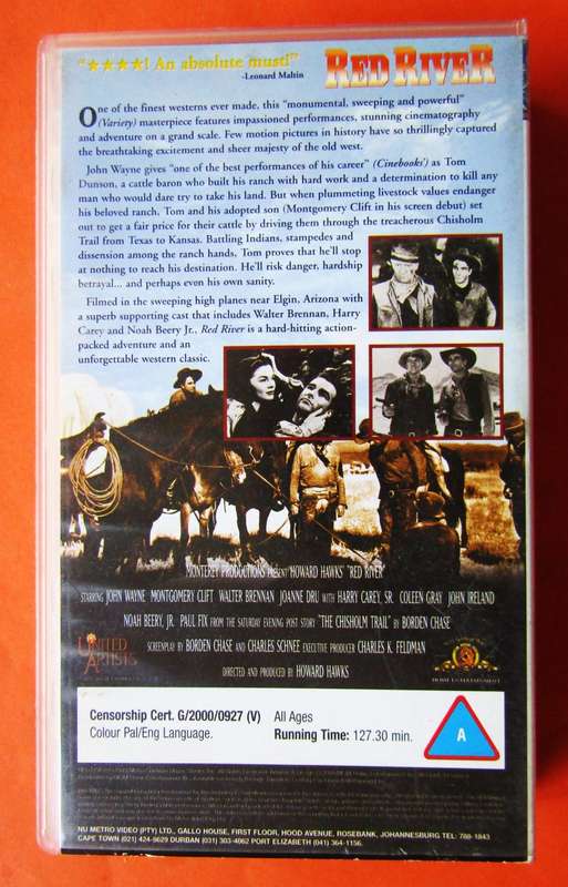 Red River - John Wayne - Western Movie VHS Tape (2000)