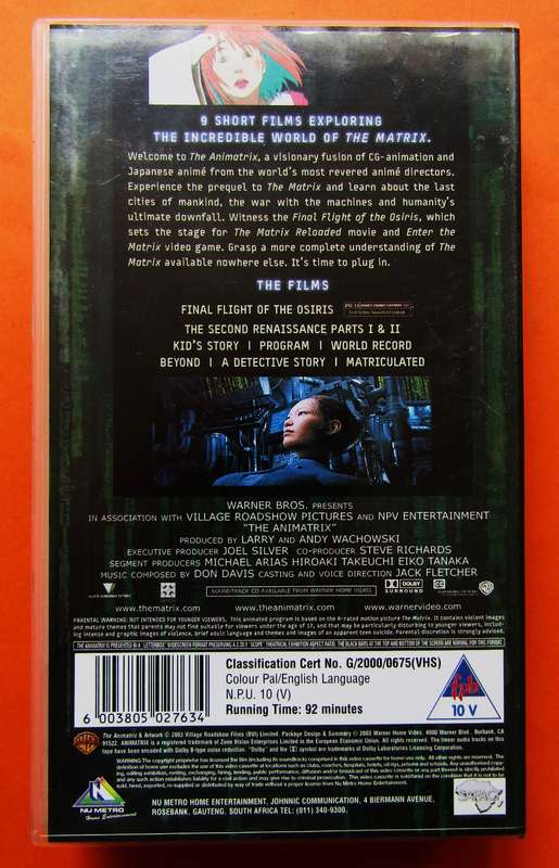 The Animatrix - Anime Movie VHS Tape (2003)